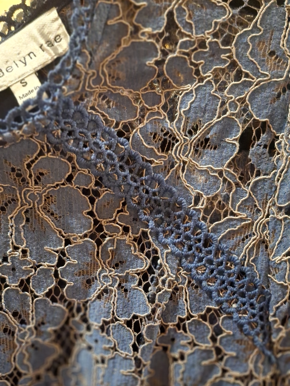 Adelyn Rae Blue Lace Long-Sleeve Fit & Flare Dress - Picture 5 of 8